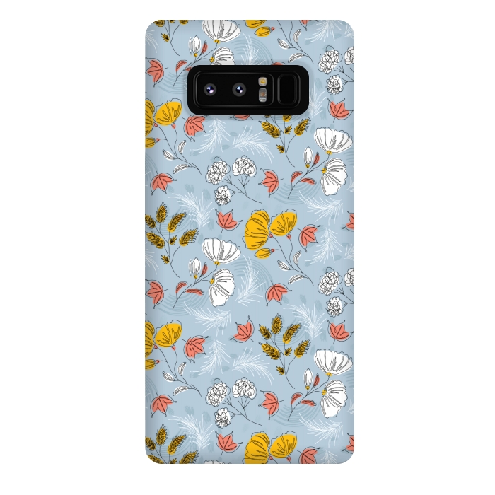 Galaxy Note 8 StrongFit cute blue floral pattern by MALLIKA