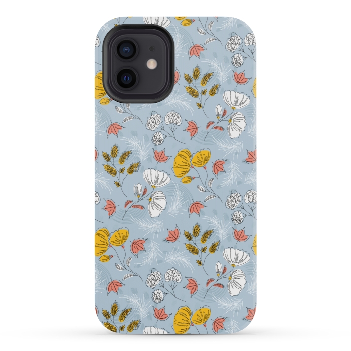 iPhone 12 mini StrongFit cute blue floral pattern by MALLIKA