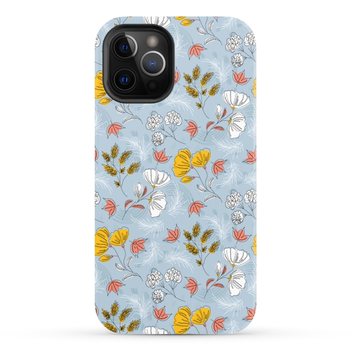 iPhone 12 Pro StrongFit cute blue floral pattern by MALLIKA