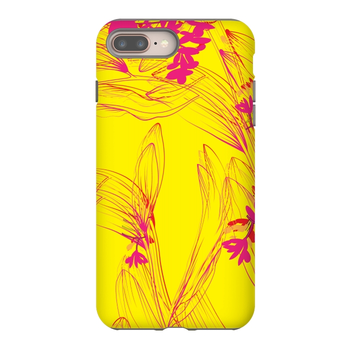 iPhone 7 plus StrongFit abstract pink yellow florals by MALLIKA