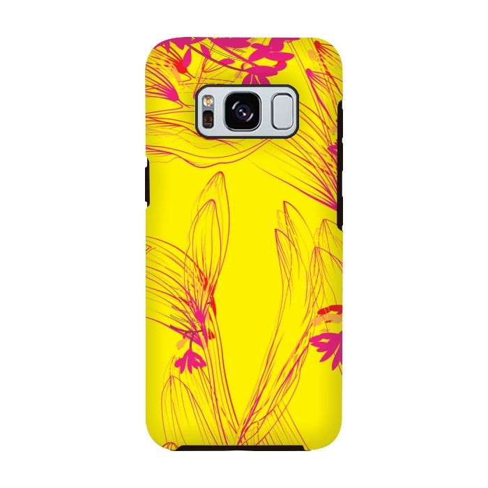 Galaxy S8 StrongFit abstract pink yellow florals by MALLIKA
