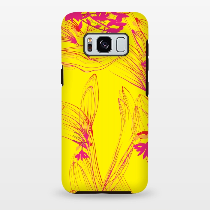 Galaxy S8 plus StrongFit abstract pink yellow florals by MALLIKA