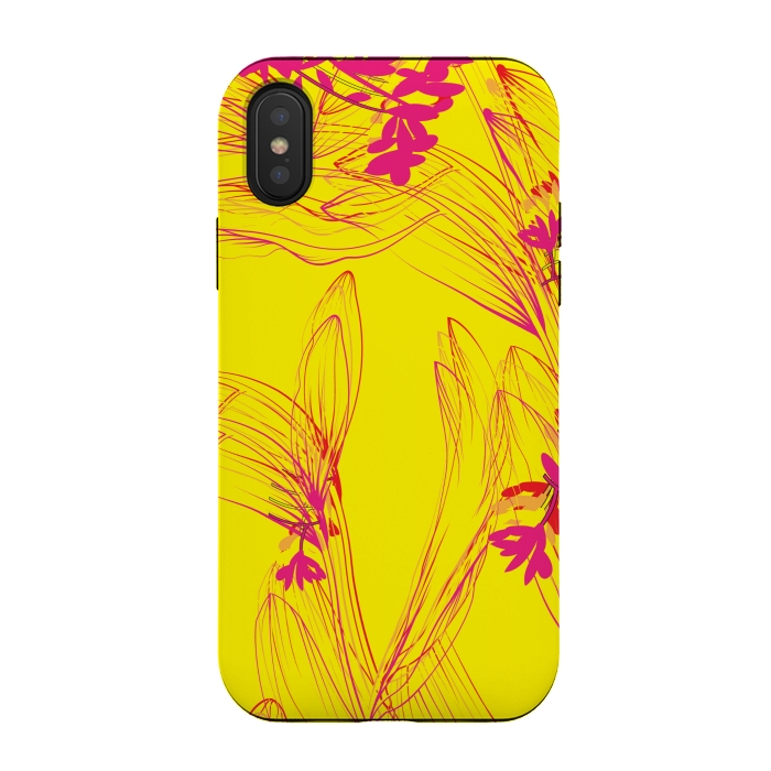 iPhone Xs / X StrongFit abstract pink yellow florals by MALLIKA
