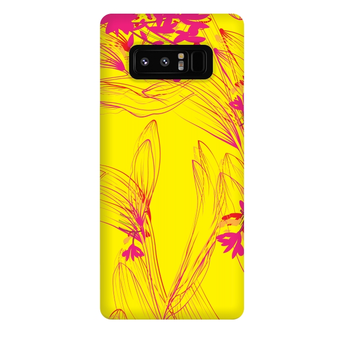 Galaxy Note 8 StrongFit abstract pink yellow florals by MALLIKA