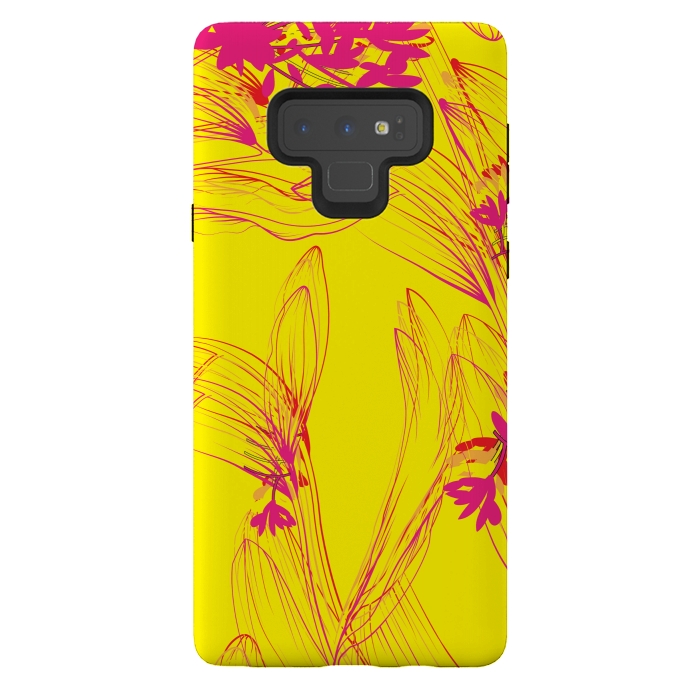 Galaxy Note 9 StrongFit abstract pink yellow florals by MALLIKA