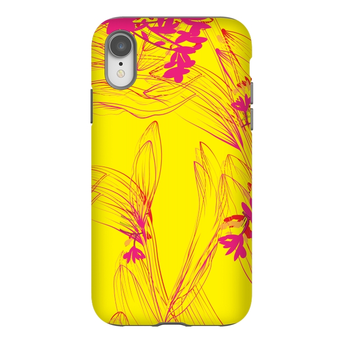 iPhone Xr StrongFit abstract pink yellow florals by MALLIKA