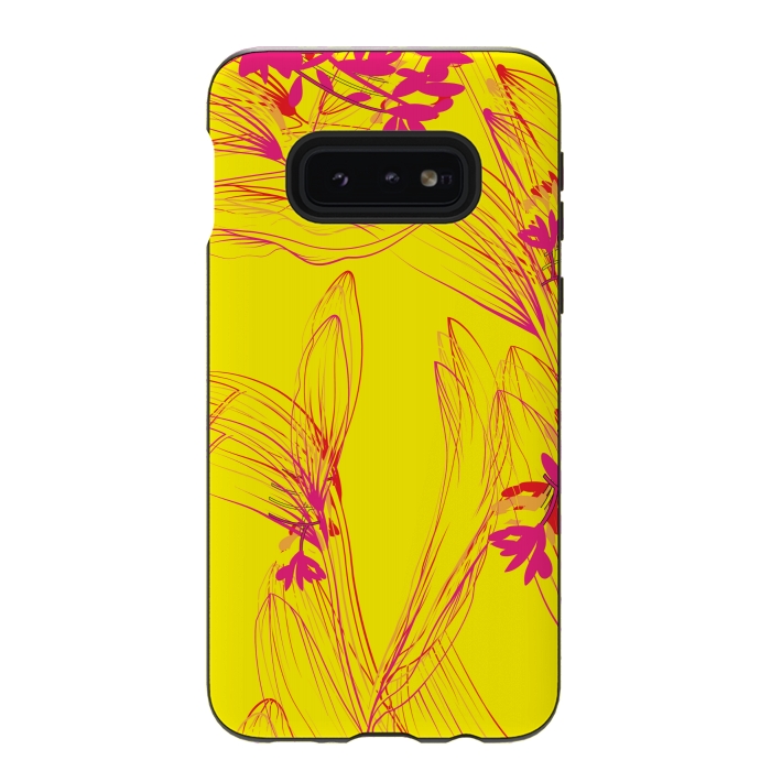 Galaxy S10e StrongFit abstract pink yellow florals by MALLIKA