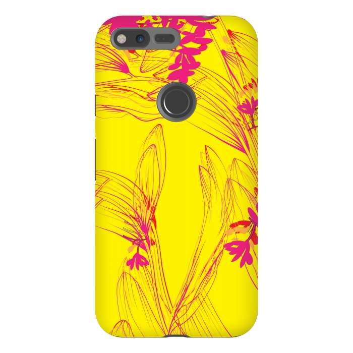 Pixel XL StrongFit abstract pink yellow florals by MALLIKA