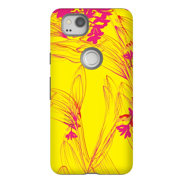 Pixel 2 StrongFit abstract pink yellow florals by MALLIKA