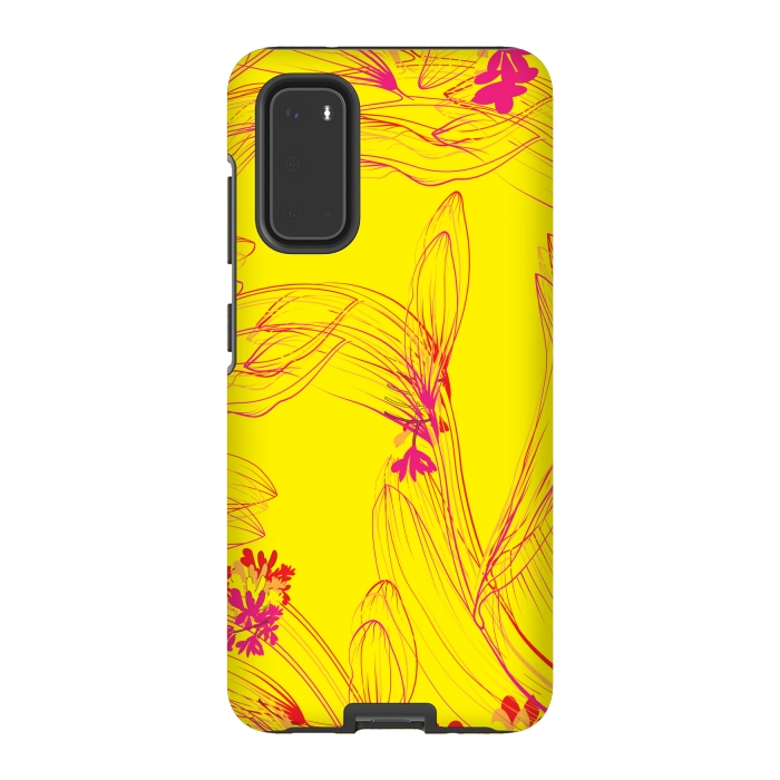 Galaxy S20 StrongFit abstract pink yellow florals by MALLIKA