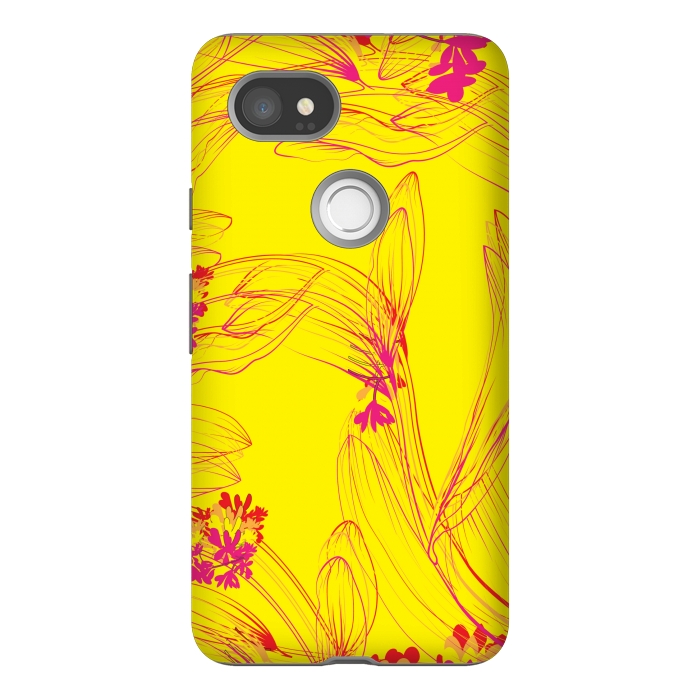 Pixel 2XL StrongFit abstract pink yellow florals by MALLIKA