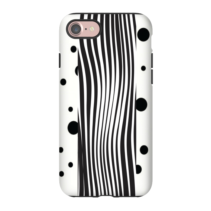 iPhone 7 StrongFit polka stripes white and black by MALLIKA