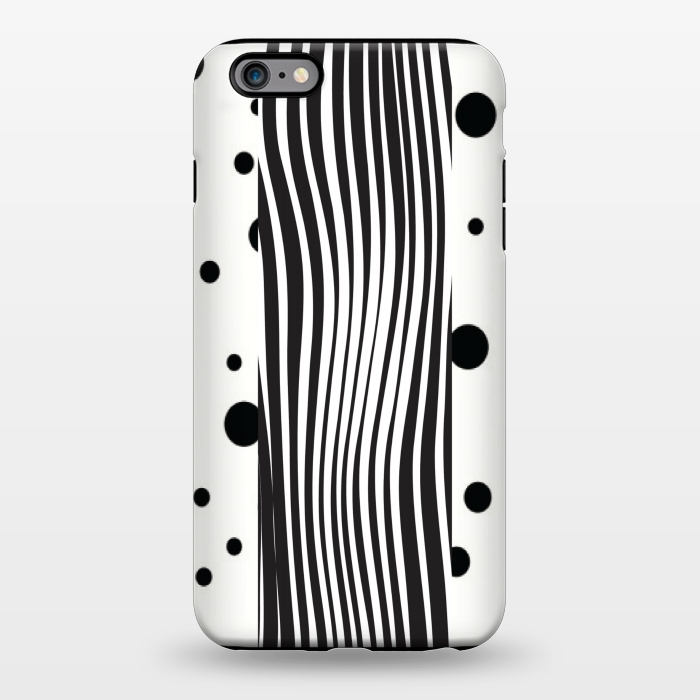 iPhone 6/6s plus StrongFit polka stripes white and black by MALLIKA