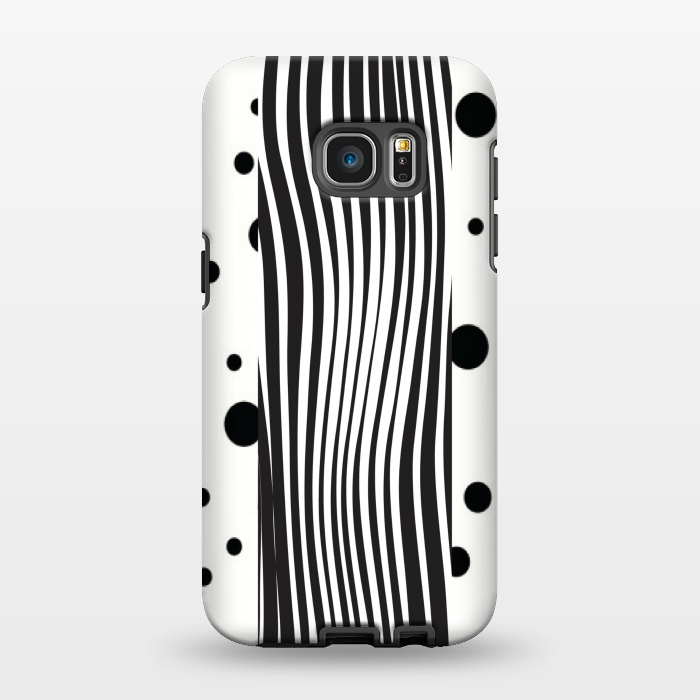 Galaxy S7 EDGE StrongFit polka stripes white and black by MALLIKA