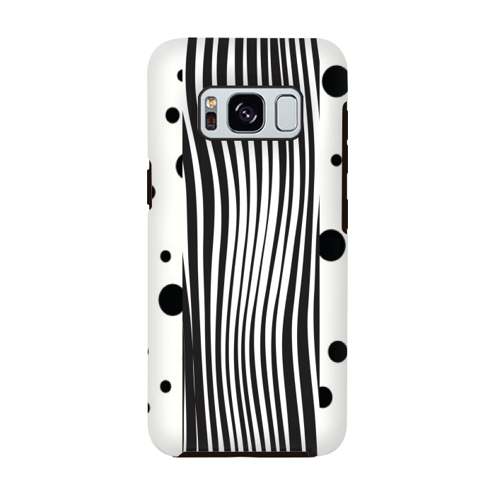 Galaxy S8 StrongFit polka stripes white and black by MALLIKA