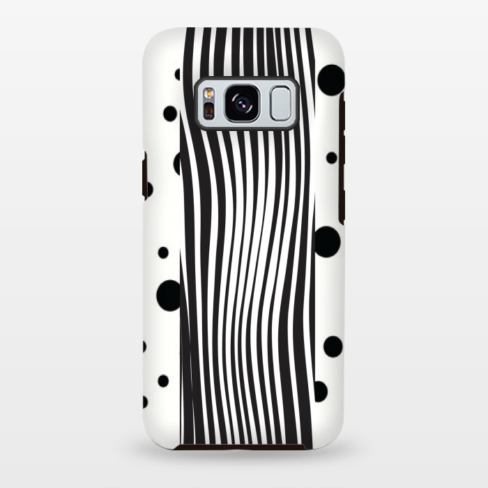 Galaxy S8 plus StrongFit polka stripes white and black by MALLIKA