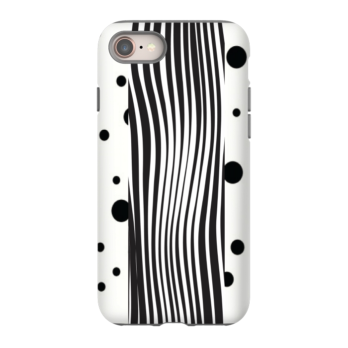 iPhone 8 StrongFit polka stripes white and black by MALLIKA