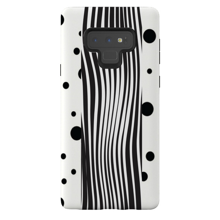Galaxy Note 9 StrongFit polka stripes white and black by MALLIKA
