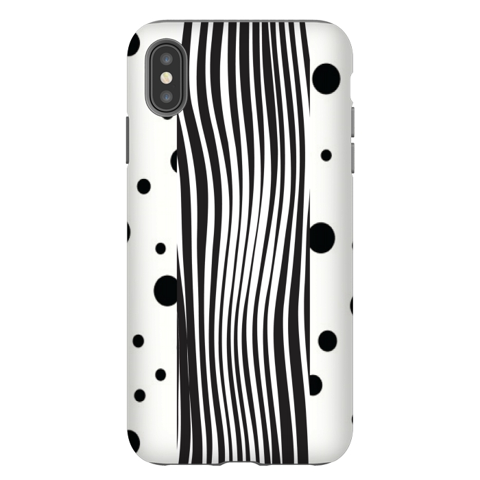 iPhone Xs Max StrongFit polka stripes white and black by MALLIKA