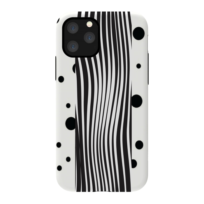 iPhone 11 Pro StrongFit polka stripes white and black by MALLIKA