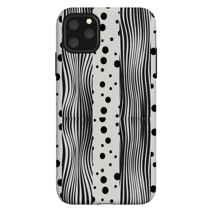 iPhone 11 Pro Max StrongFit polka stripes white and black by MALLIKA