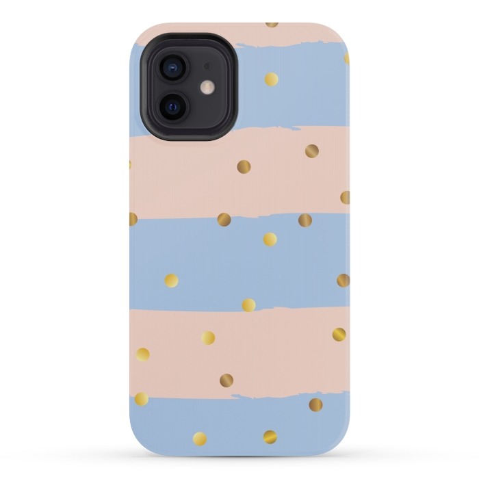iPhone 12 mini StrongFit stripes golden polka by MALLIKA