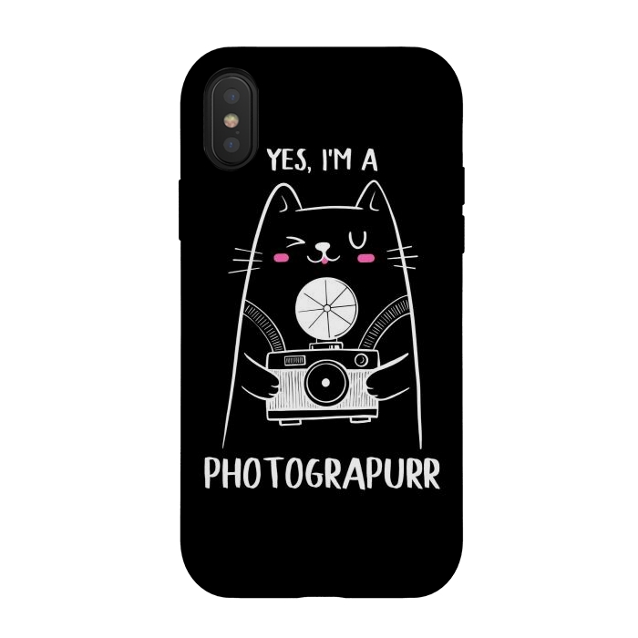 iPhone Xs / X StrongFit Yes, i’m a Photograpurr for dark by Afif Quilimo