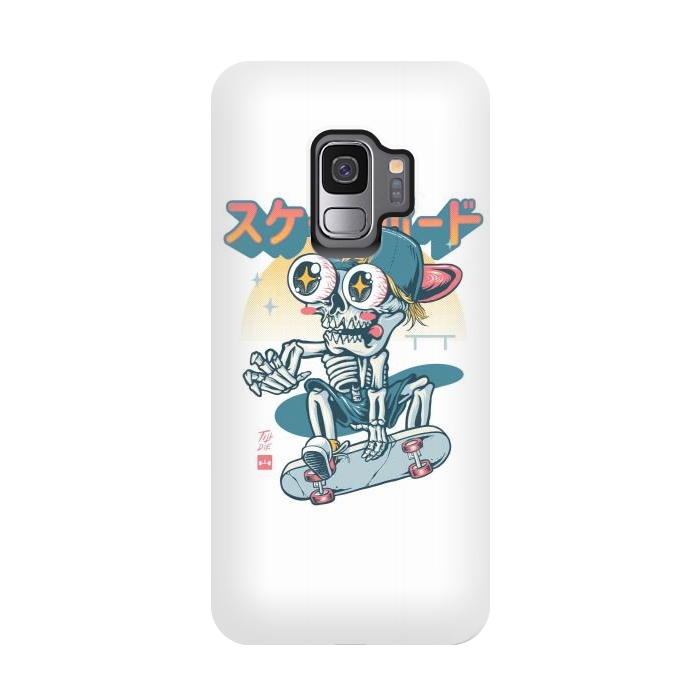 Galaxy S9 StrongFit Kawaii Skateboarder by Afif Quilimo