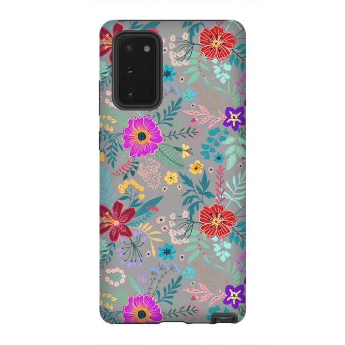 Galaxy Note 20 StrongFit flower patterns on gray background by ArtsCase