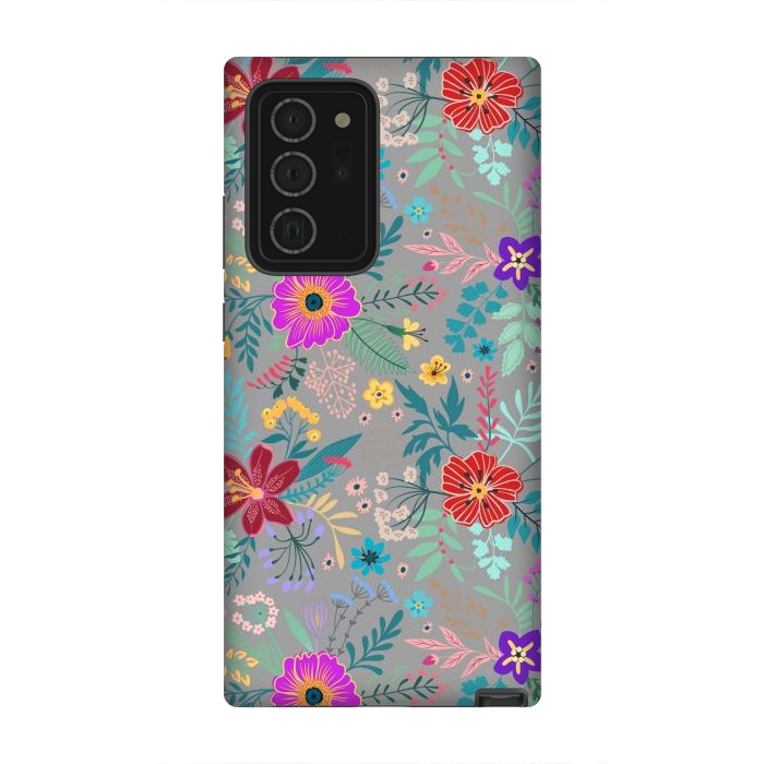 Galaxy Note 20 Ultra StrongFit flower patterns on gray background by ArtsCase