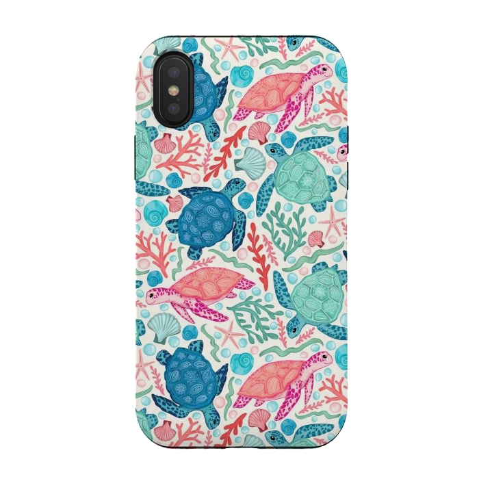 iPhone Xs / X StrongFit Paradise Beach Turtles by Tangerine-Tane