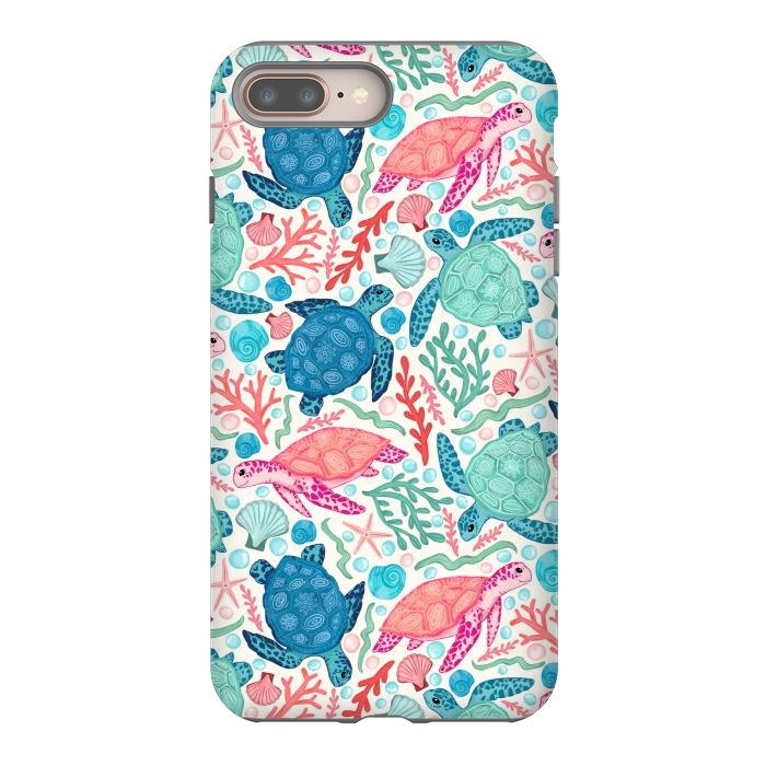 iPhone 8 plus StrongFit Paradise Beach Turtles by Tangerine-Tane