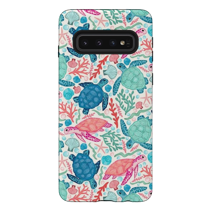 Galaxy S10 StrongFit Paradise Beach Turtles by Tangerine-Tane