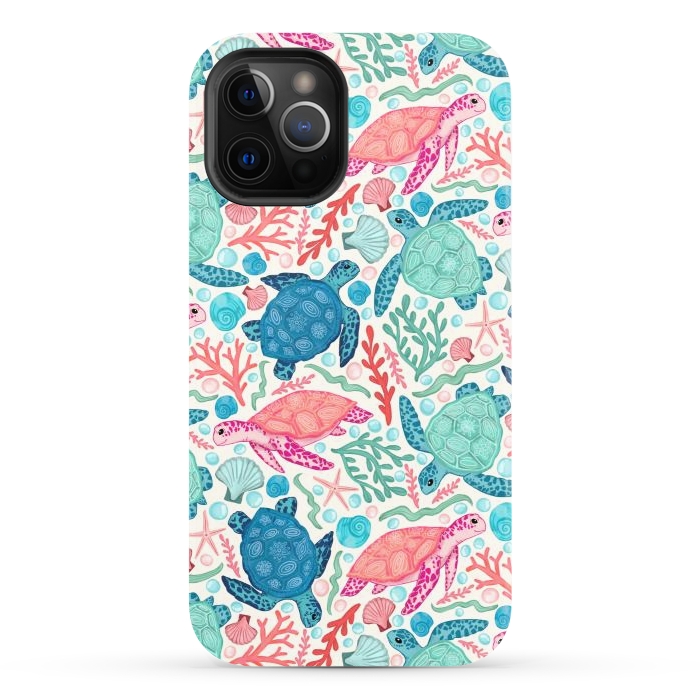 iPhone 12 Pro StrongFit Paradise Beach Turtles by Tangerine-Tane