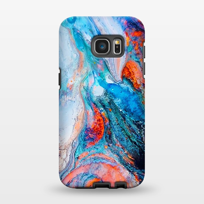 Galaxy S7 EDGE StrongFit Marble Effect Color Pouring Acrylic Abstract Painting by BluedarkArt