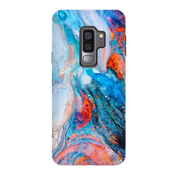 Galaxy S9 plus StrongFit Marble Effect Color Pouring Acrylic Abstract Painting by BluedarkArt