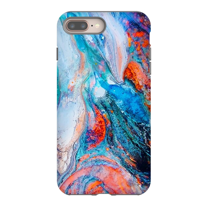 iPhone 8 plus StrongFit Marble Effect Color Pouring Acrylic Abstract Painting by BluedarkArt