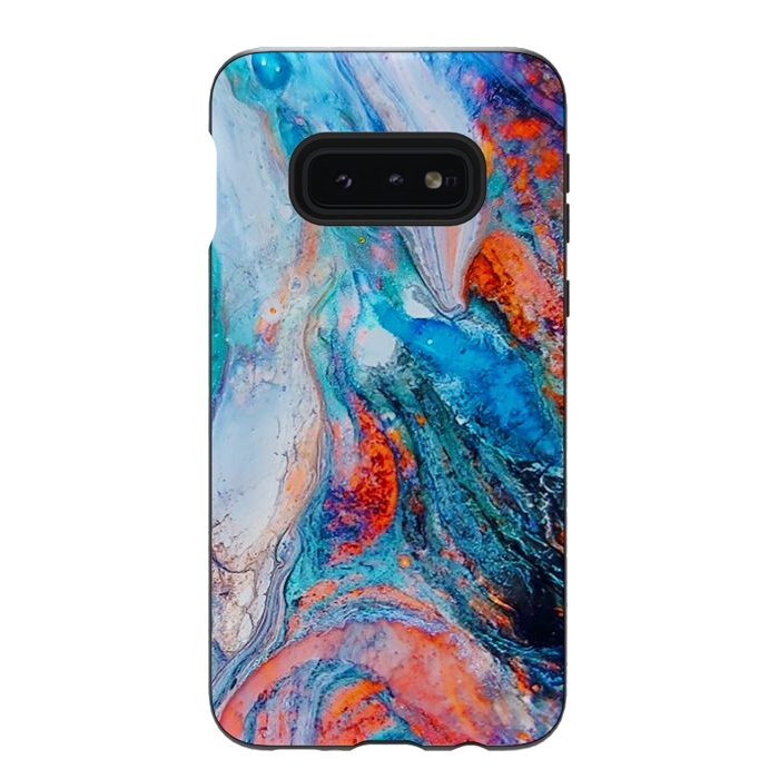 Galaxy S10e StrongFit Marble Effect Color Pouring Acrylic Abstract Painting by BluedarkArt