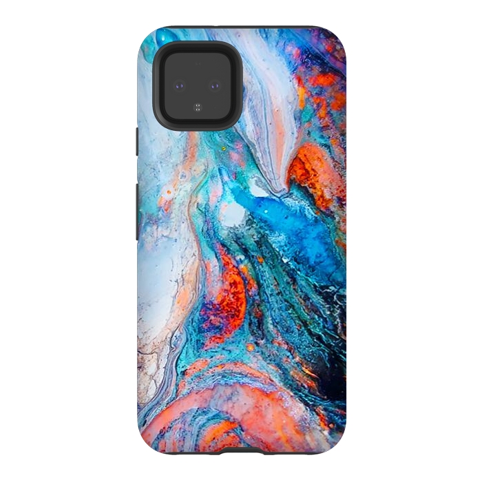 Pixel 4 StrongFit Marble Effect Color Pouring Acrylic Abstract Painting by BluedarkArt