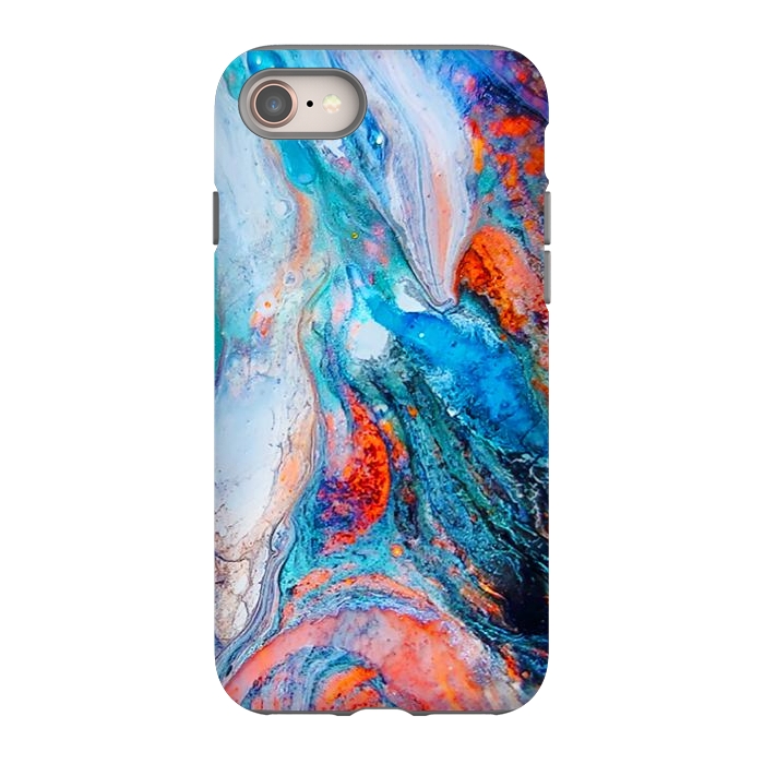 iPhone SE StrongFit Marble Effect Color Pouring Acrylic Abstract Painting by BluedarkArt
