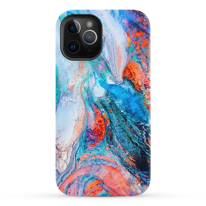 iPhone 12 Pro StrongFit Marble Effect Color Pouring Acrylic Abstract Painting by BluedarkArt