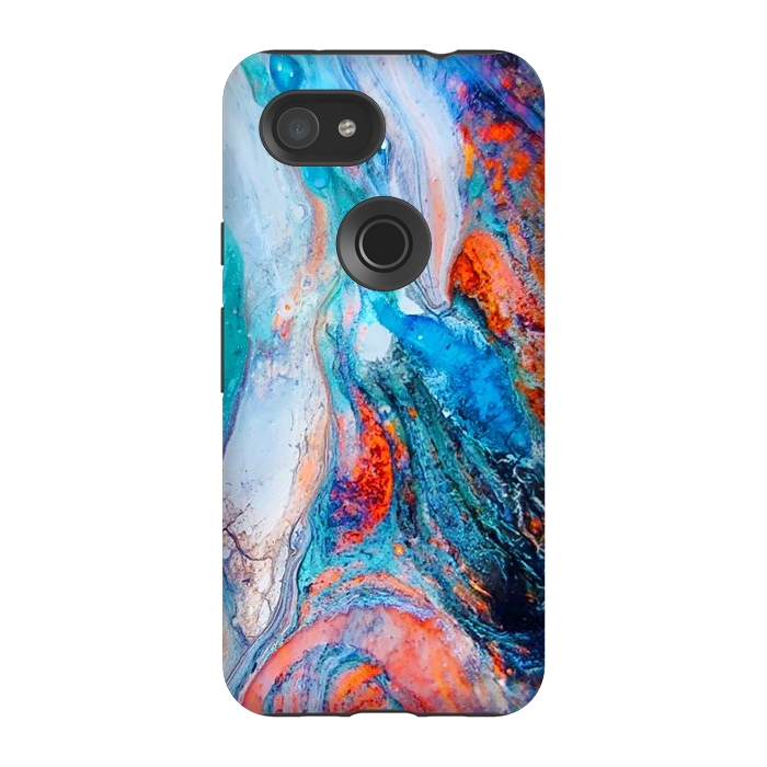 Pixel 3A StrongFit Marble Effect Color Pouring Acrylic Abstract Painting by BluedarkArt