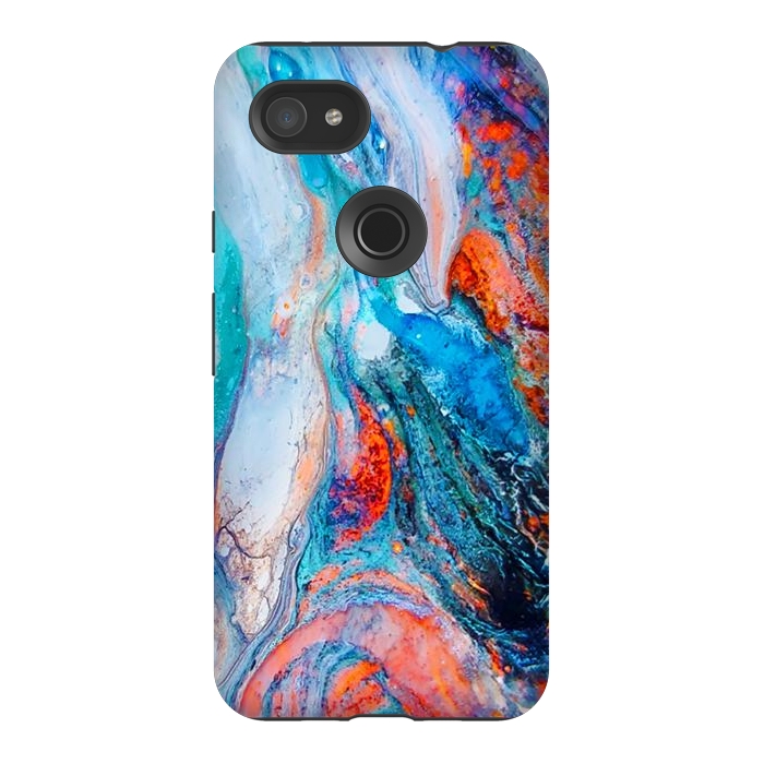 Pixel 3AXL StrongFit Marble Effect Color Pouring Acrylic Abstract Painting by BluedarkArt