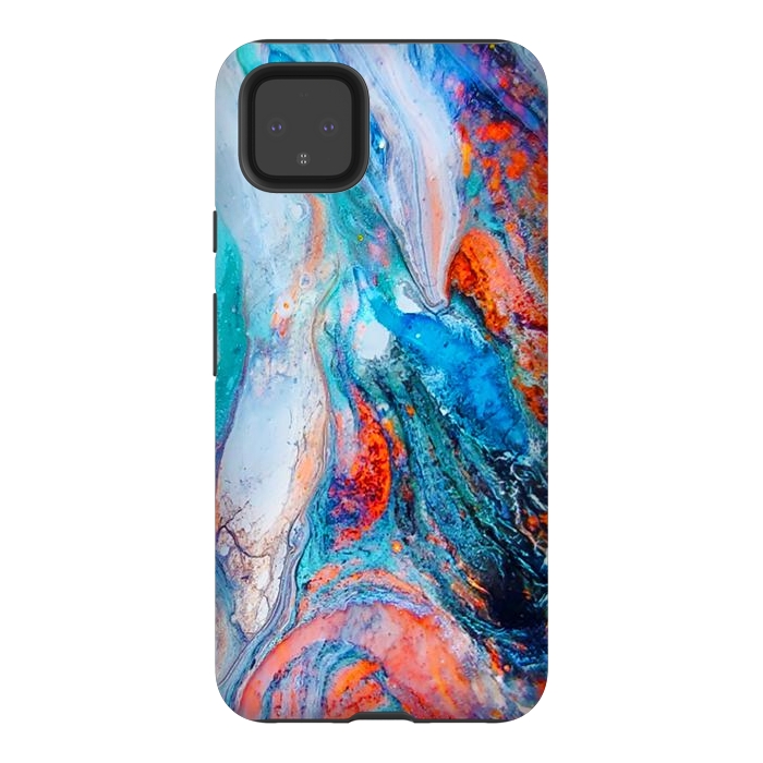 Pixel 4XL StrongFit Marble Effect Color Pouring Acrylic Abstract Painting by BluedarkArt