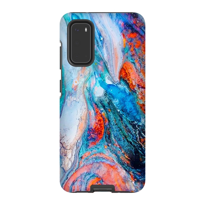 Galaxy S20 StrongFit Marble Effect Color Pouring Acrylic Abstract Painting by BluedarkArt