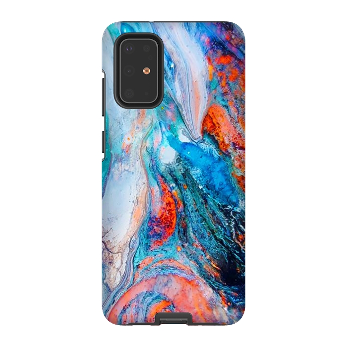 Galaxy S20 Plus StrongFit Marble Effect Color Pouring Acrylic Abstract Painting by BluedarkArt