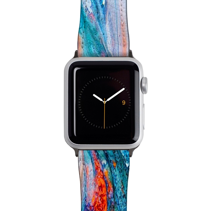 Watch 38mm / 40mm Strap PU leather Marble Effect Color Pouring Acrylic Abstract Painting by BluedarkArt