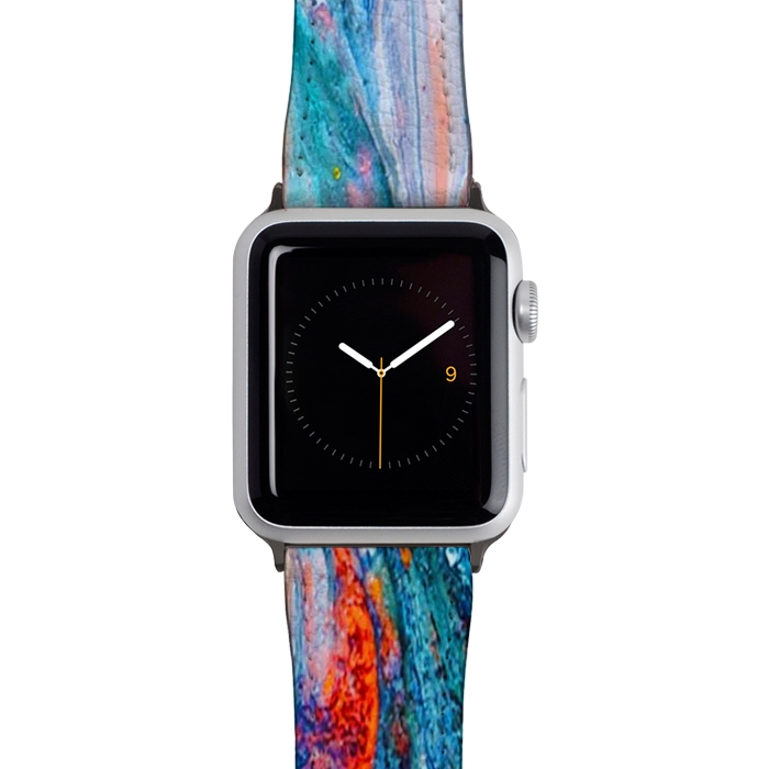 Watch 42mm / 44mm Strap PU leather Marble Effect Color Pouring Acrylic Abstract Painting by BluedarkArt