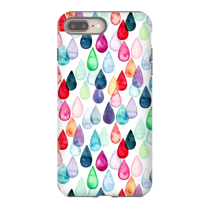 iPhone 7 plus StrongFit Watercolour Rainbow Drops by Tangerine-Tane