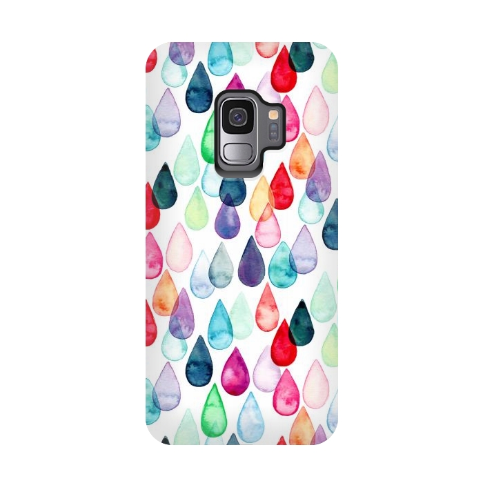 Galaxy S9 StrongFit Watercolour Rainbow Drops by Tangerine-Tane